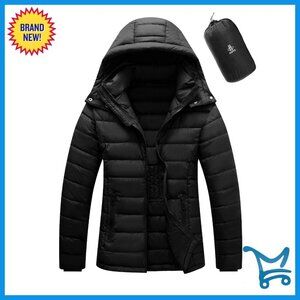 Packable Puffer Jacket Lightweight Waterproof Warm Quilted Winter Coat with Hood